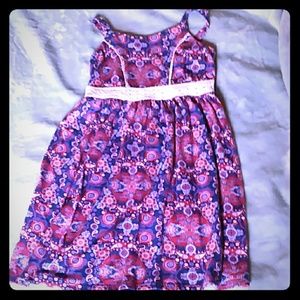 Girls paisley print red white blue sun dress
